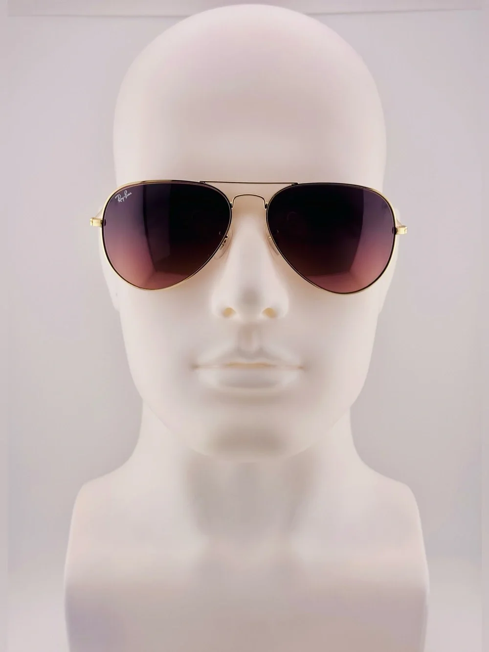 Ray-Ban Aviator Gradient Sunglasses RB3025 Gold Metal Frame Dark Burgundy Lenses